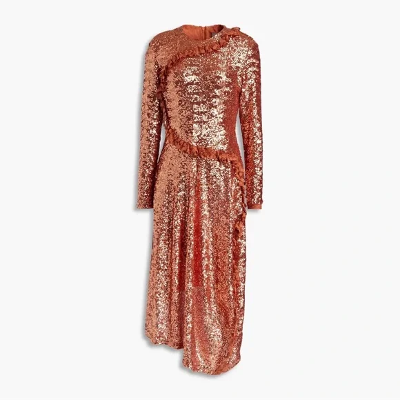 Preen by Thornton Bregazzi Copper Sequin Dress - Picture 1 of 9